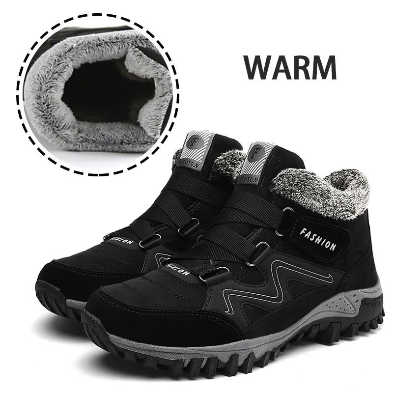 Men's Winter Thermal Velvet Velcro Buckle Trendy Joker Hiking Sneakers