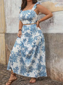Women's Plus Size Floral Two-Piece Summer Set