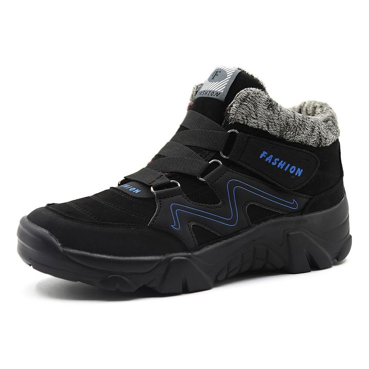Men's Winter Thermal Velvet Velcro Buckle Trendy Joker Hiking Sneakers