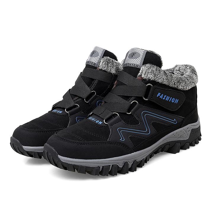 Men's Winter Thermal Velvet Velcro Buckle Trendy Joker Hiking Sneakers