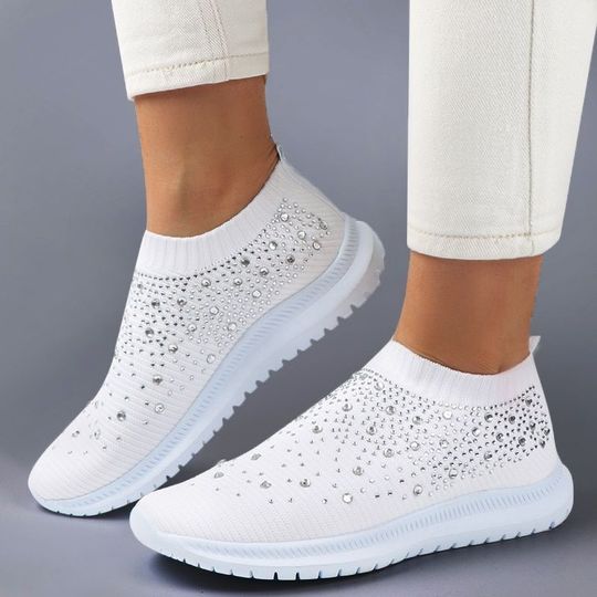 Women's Crystal Breathable Orthopedic Slip On Walking Shoes